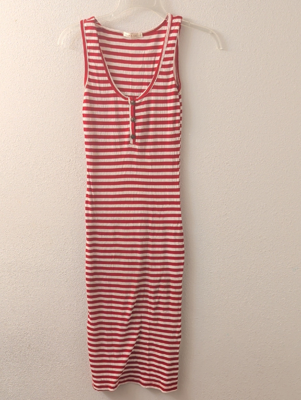Heart & Hips Red and White Striped Ribbed Tank